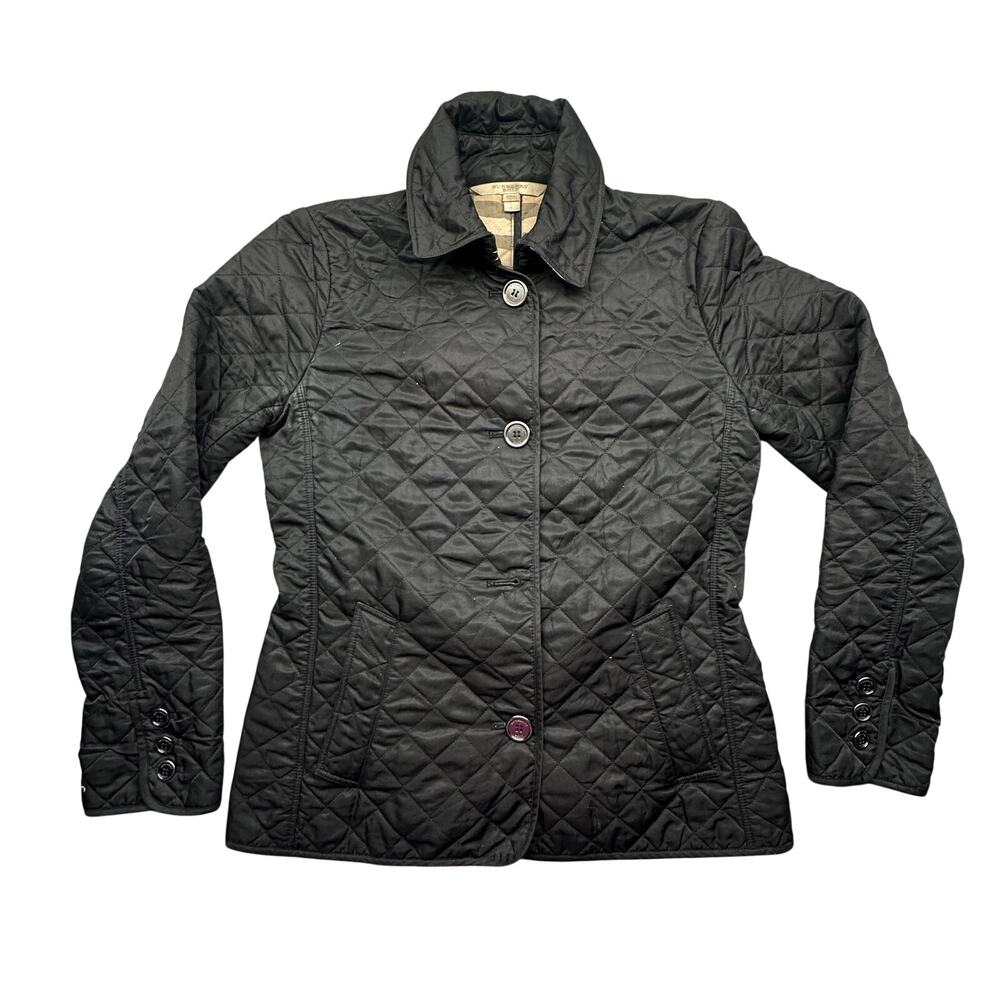 Burberry Brit Copford Black Diamond Quilted Jacket Womens Small Button Up